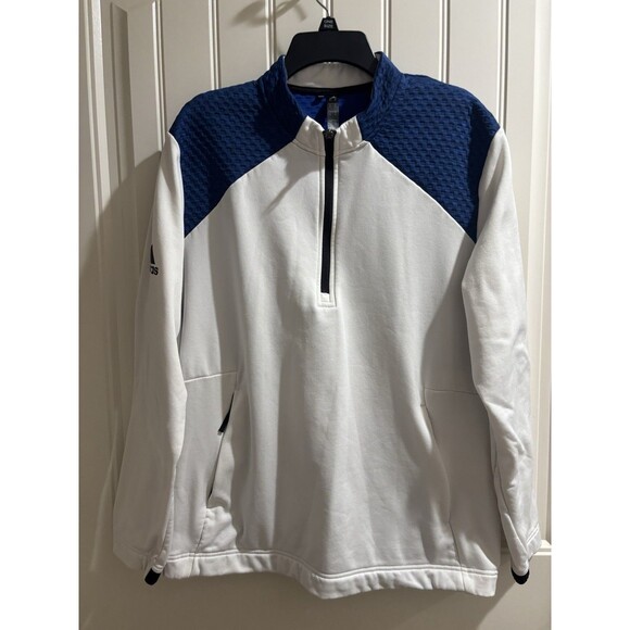 Adidas 1/4 Zip Pullover Mens XL Blue/white EUC - Picture 1 of 7